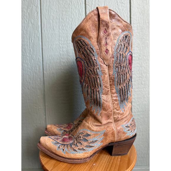 Corral Boots Women's Size 8.5 Western Cowboy Wing and Heart Boots - Picture 3 of 8